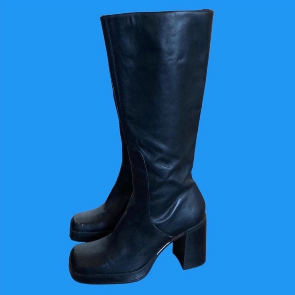tommy hilfiger knee high platform leather boots